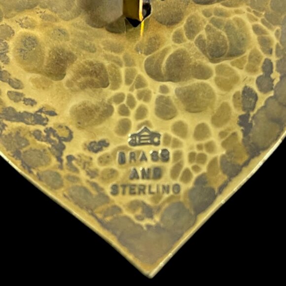 Vintage RARE Retired Jeep Collins Brass & Sterling Handmade Dove Heart Pendant - Picture 10 of 13